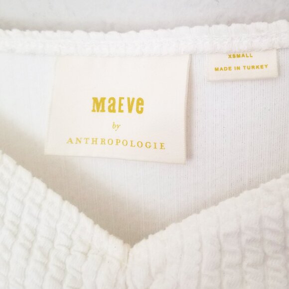 Maeve By Anthropologie Textured Sweetheart Knit Top Ivory White Size XS $78 - Picture 9 of 15